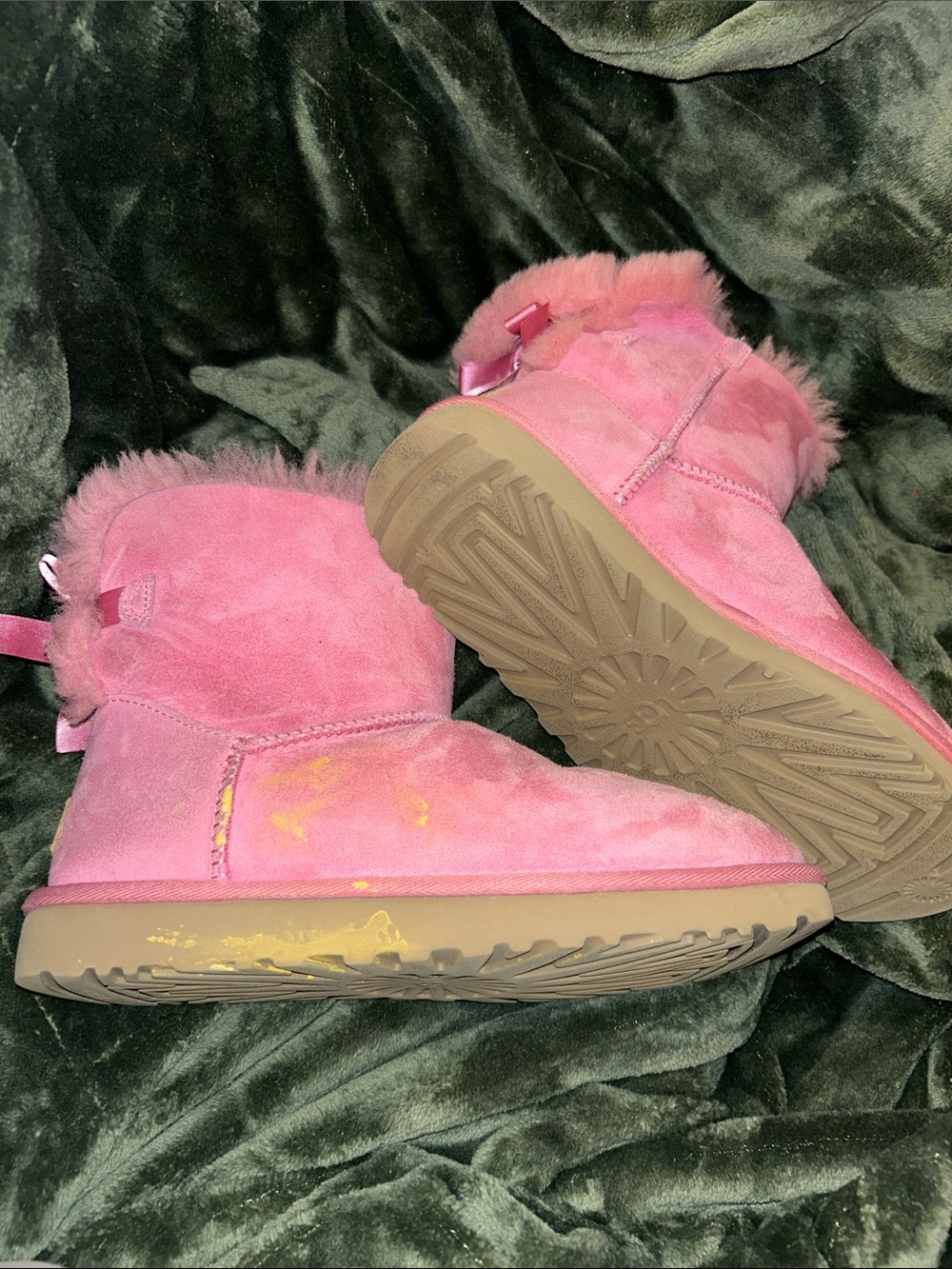 UGG Pink Suede Shearling Short Boots - Picture 3 of 4